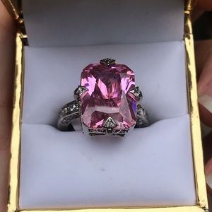Pink CZ Diamond Sterling Silver Ring